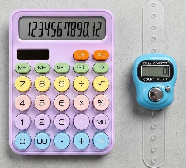 PW PENCILWALA 12 Digit Pastel Calculator with Free Finger Tally Counter 12 Digit Pastel Calculator Basic  Calculator