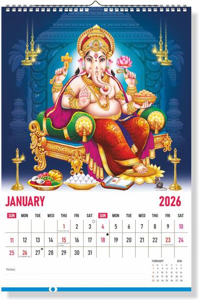 Leonius Divine Theme Monthly Planner with Holidays & Notes |Calendar for Home & Office 2026 Wall Calendar