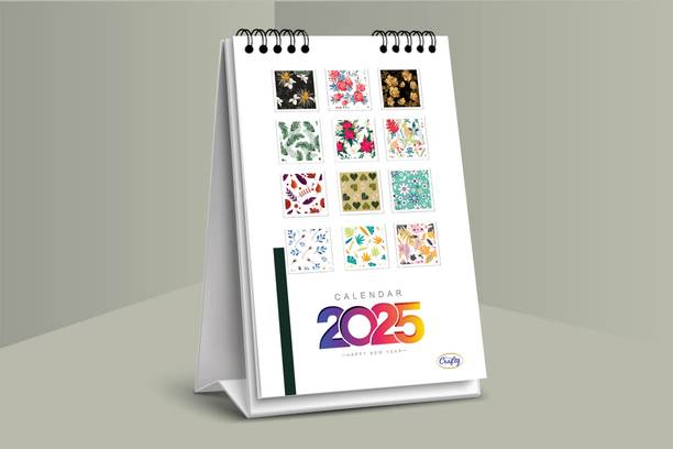 Crafty Table Top Desk Standing Calendar Desk Calendar Floral Pattern Desk Calendar 2025 Table Calendar