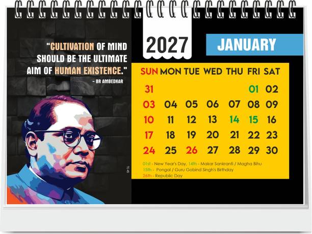 ESCAPER Motivational Table Calendar 2027, A5 Desk Calendar with Inspirational Quotes 2027 Table Calendar