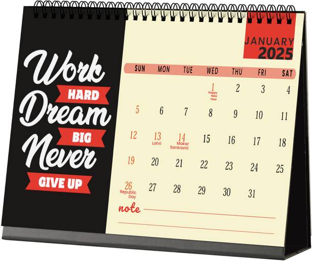 AccuPrints red motivational desk calendar 2025 Table Calendar