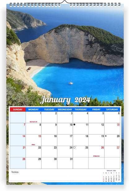 Zoozoartz 2024 Calendar|12 Months with Planner Wall Hanging calendar |130 GSM|12 x 18 Inch 2024 Wall Calendar