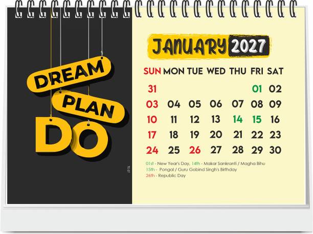 ESCAPER Dream Plan Do Motivational Desk Calendar 2027, A5 Inspirational Quotes 2027 Table Calendar