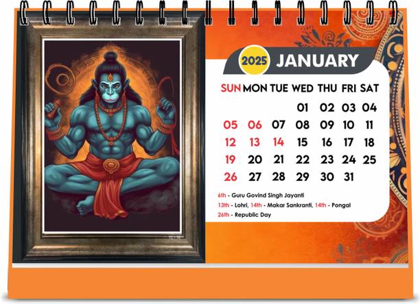 ESCAPER A5 Size Hanumanji Desk Calendar for uses offices 2024 Table Calendar