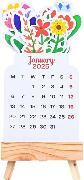 Vartanu Flower boquet calendar with MDF stand, size- 3.5"x 7" 2025 Table Calendar