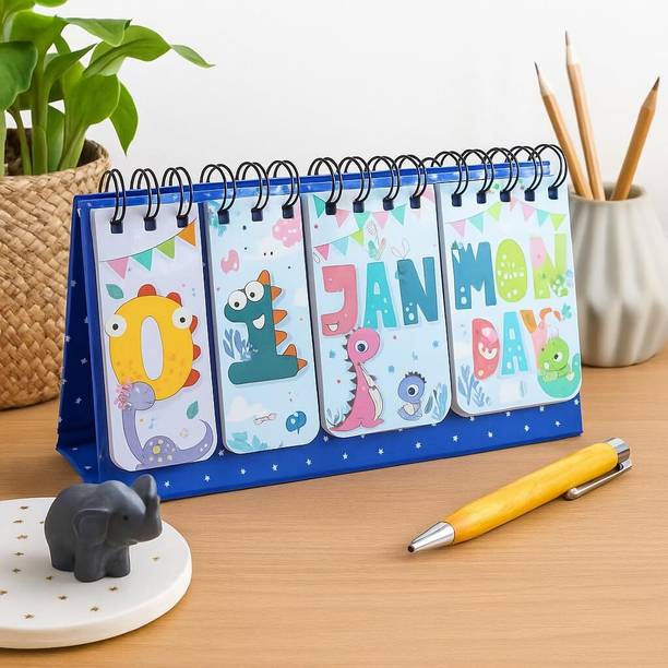 articious Desk Calendar with Dino Theme (Size 26x17 cm) 2026 Table Calendar