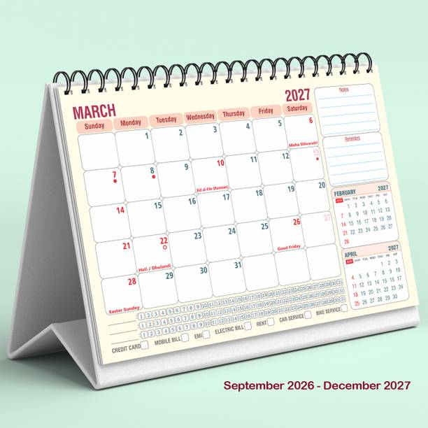 Vivid Print Table Calendar Big 10x8" , yellow planner 12 month of habit tracker & Scheduler 2024 Table Calendar
