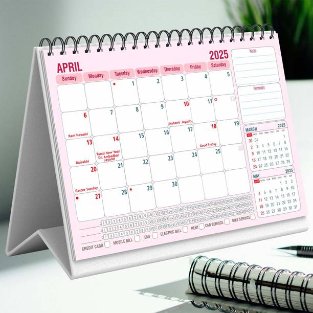 Vivid Print Table Calendar Big 10x8", Ping planner 12 month of habit tracker & Scheduler 2025 Table Calendar