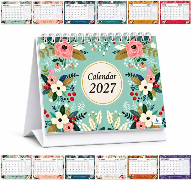 ThinkCrafts Floral Desk Calendar 2027 2027 Wall Calendar