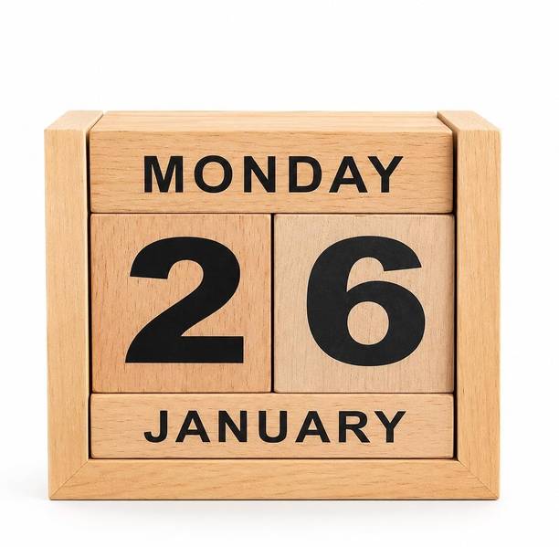 star craft Wooden Calendar Handcrafted Natural Beach Wood Table/Desktop Calendar Easy Date Changeable Table Calendar