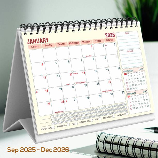 Vivid Print Table Calendar Big 10x8" , yellow planner 12 month of habit tracker & Scheduler 2024 Table Calendar