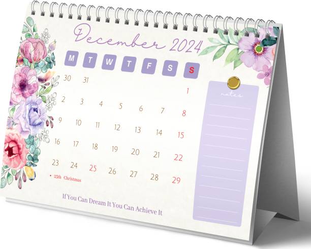 Lauret Blanc A5 Table Calendar Planner Organizer 2024- Home and Office Floral Calendar 2024 Table Calendar