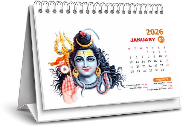 Avni Prints Hindu God's Desk Calendar for Office, College, Home and other uses 2025 Table Calendar