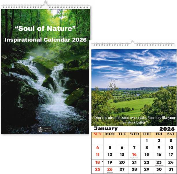Jagriti Shakti 2026 Wall Calendar Size - 12×17 Inch- Nature Theme Calendar for Home & Office 2026 Wall Calendar