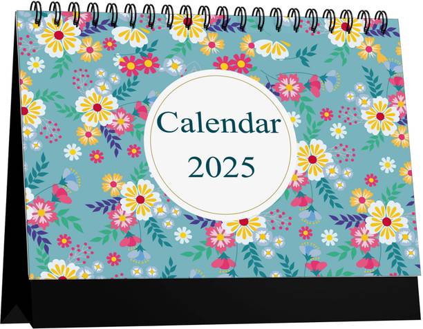 AccuPrints Blue Flower Desk(8 x 5.5 ) inch 2025 Table Calendar
