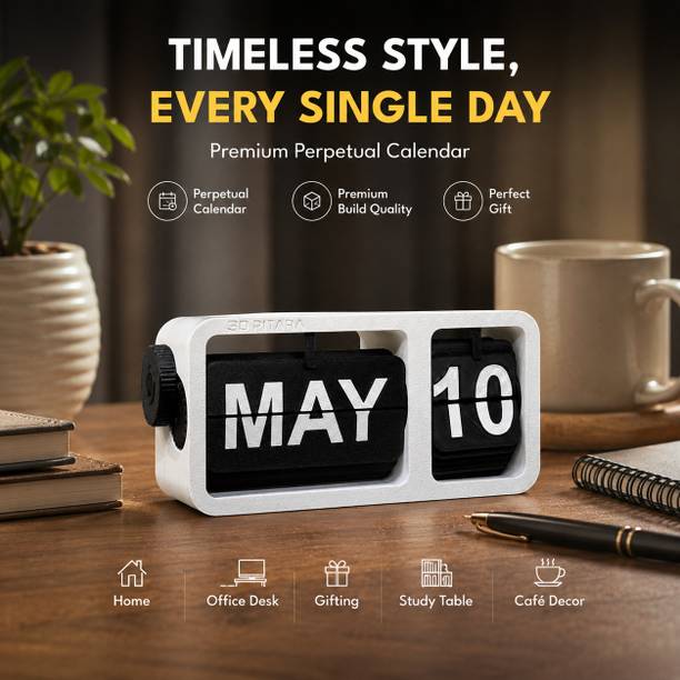 3D Pitara Premium Perpetual Flip Calendar for Desk & Home Decor 2026 Table Calendar