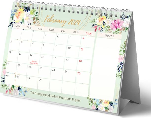Lauret Blanc A5 Desk Calendar 2024- Monthly Grid View, Home and Office Table Calendar 2024 Table Calendar