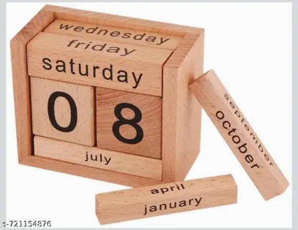 Rana creation mart Wooden calendar for home and office 2026 Table Calendar