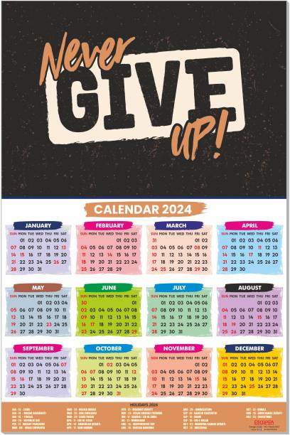 ESCAPER Never Give Up Motivational Calendar 2024 (Wall) 2024 Wall Calendar