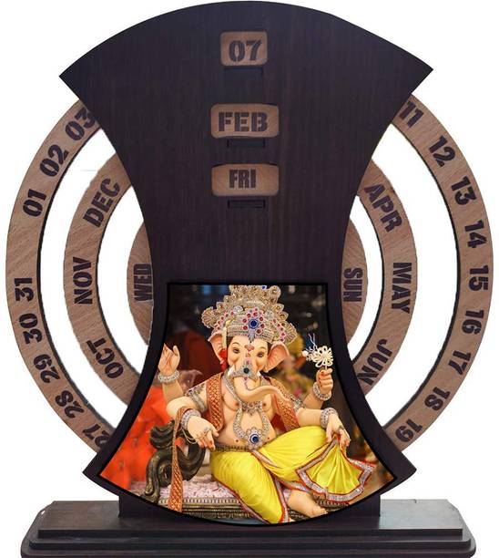 Fab2Classy Ganesha Wooden Calendar Every year Table Calendar