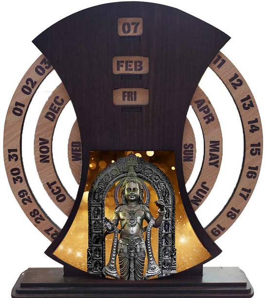 Fab2Classy Ram Lalla Theme Printed Wooden Calendar Every Year Usable (Year is Not Mention) Table Calendar