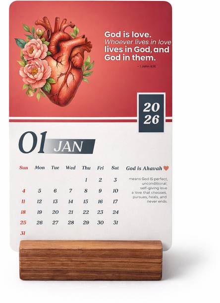 Faith Enterprises 2026 Desk Calender + Fridge Magnet Calendar 2026 Table Calendar