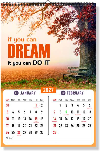 Zoozoartz Nature quotes - 12 x 18 inches I 6 Pages Wall Hanging Calendar ( Z19 ) 2023 Wall Calendar