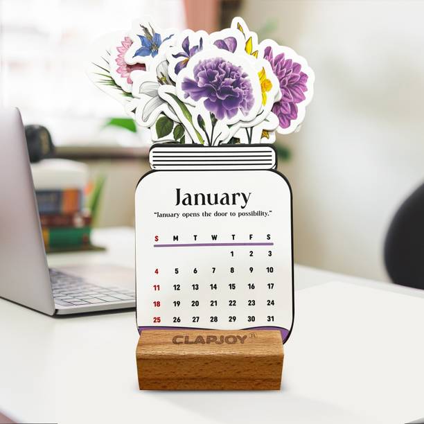 Clapjoy 2026 Flower Bouquet Desk Calendar | Aesthetic Floral Easel | 4.5x3.5in 2026 Table Calendar