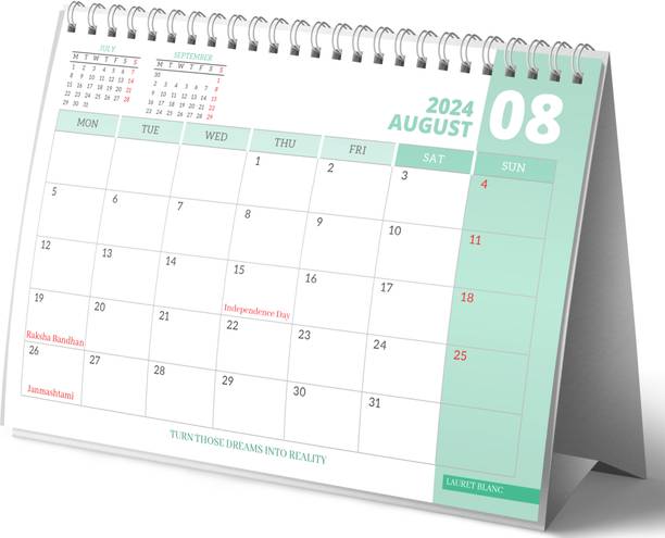 Lauret Blanc A5 Desk Calendar 2024, Planner and Organiser - Home and Office Use, 2024 Table Calendar