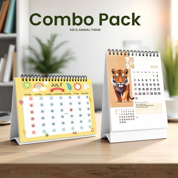 ShootFX Desk Calendar 2026 –Pack of 2 Combo Table Calendar for Home, Study Room & Office 2026 Table Calendar