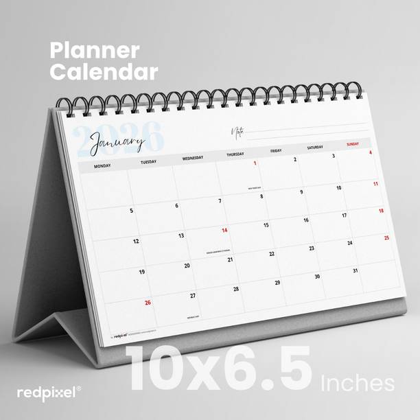 redpixel Premium Clean & Minimal Desk Organizer, Planner Reminder Style01, Medium Size 2026 Table Calendar