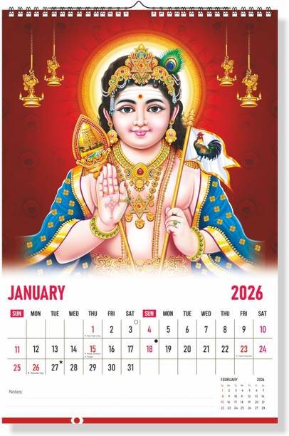 Leonius Divine God Theme Monthly Planner with Festivals & Notes |Spiritual Home Calendar 2026 Wall Calendar