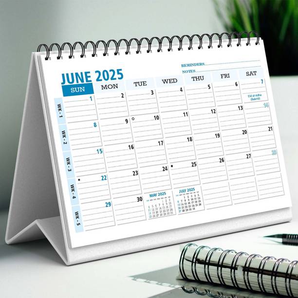 Vivid Print Table Calendar Big 10x8" , line planner 12 month of habit tracker & Scheduler 2025 Table Calendar