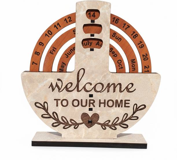 Print Ginnie Marble Tone Wooden Perpetual Calendar for Home Decor Lifetime Table Calendar