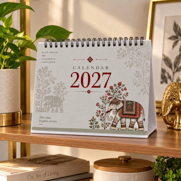 CRAFTOPIX 2027 Elephant Design Desk Calendar 2027 Table Calendar