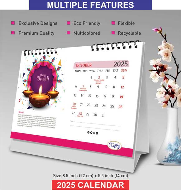 Crafty FESTIVALS OF INDIA Desk and Office Table Calendar 2025 2025 Table Calendar