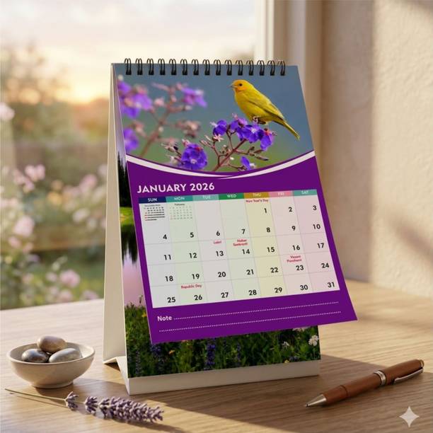 momymgic Desk Calendar Standing Table Planner with Motivational Quotes & Notes Section 2026 Table Calendar