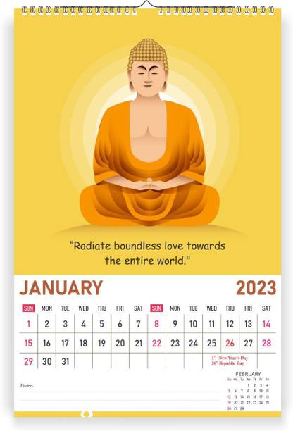 Zoozoartz buddha Theme - 12 x 18 inches I 12 Pages Wall Hanging Calendar ( Z10 ) 2023 Wall Calendar