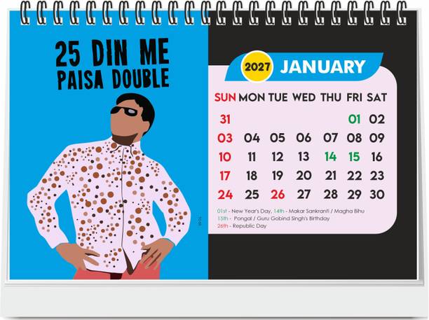 ESCAPER Famous Bollywood Dialogues Desk Calendar 2027, A5 Movie Quotes Table Calendar 2027 Table Calendar