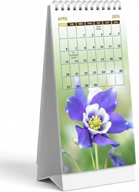 ThinkCrafts Desk Calendar,Floral Design, Spiral Bound, 8 x 4.5 Inches 2026 Table Calendar