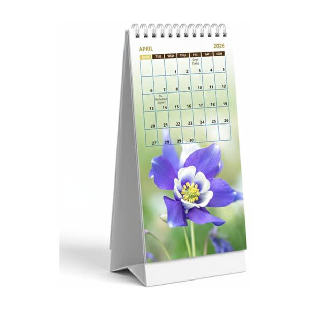 ThinkCrafts Desk Calendar,Floral Design, Spiral Bound, 8 x 4.5 Inches 2026 Table Calendar