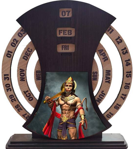 Fab2Classy Hanuman Theme Wooden Calendar Every Year (Year is Not Mention) Table Calendar