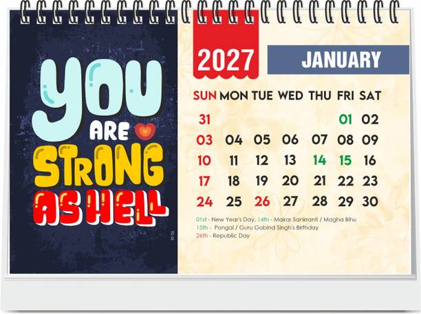 ESCAPER Motivational Desk Calendar 2027, A5 Inspirational Quotes Table Calendar 2027 Table Calendar