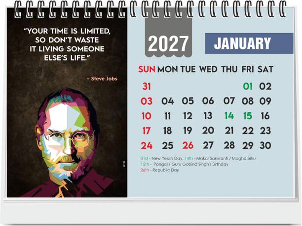 ESCAPER Table Calendar 2027, Famous Personalities Quotes, Motivational Desk Calendar 2027 Table Calendar