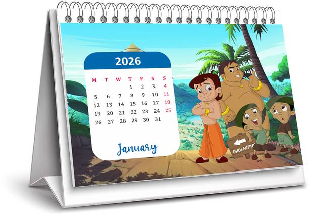 Avni Prints Kids (Children) Cartoon Desk Calendar with Strong Twin-Wiro Binding 2025 Table Calendar