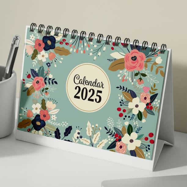 Kaameri Bazaar Floral Desk Calendar With inspirational quotes 12 Months Includes notes section 2025 Table Calendar