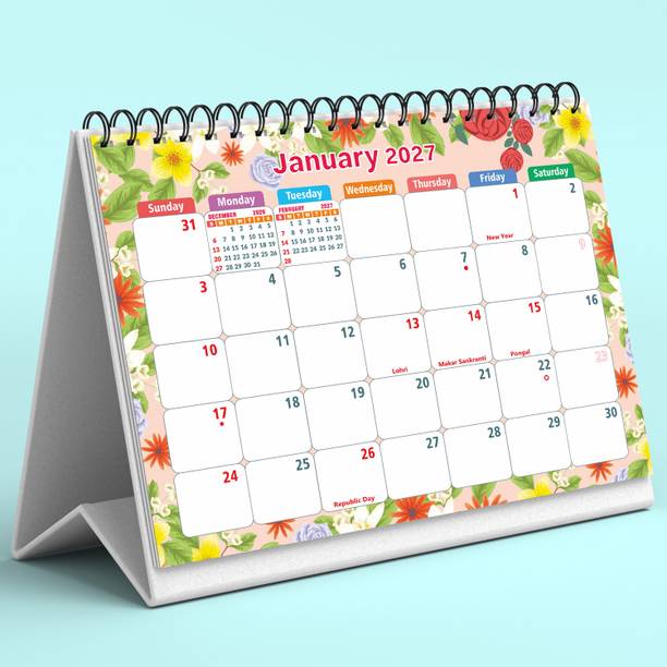 RaRoRa Floral Desk Planner 2027 Table Calendar