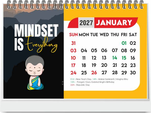 ESCAPER Mindset Is Everything Motivational Desk Calendar 2027, A5 Table Calendar 2027 Table Calendar