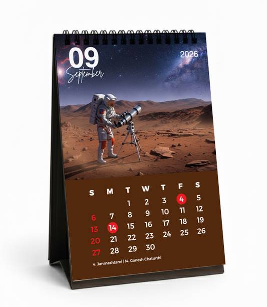 AccuPrints Space Theme Desk Calendar 2026 Table Calendar