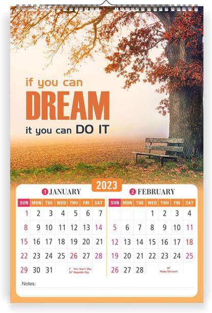 Zoozoartz Nature quotes - 12 x 18 inches I 6 Pages Wall Hanging Calendar ( Z19 ) 2023 Wall Calendar
